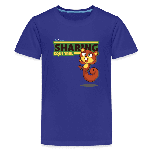 Sharing Squirrel Character Comfort Kids Tee - royal blue