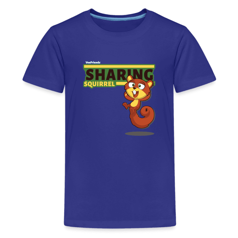 Sharing Squirrel Character Comfort Kids Tee - royal blue