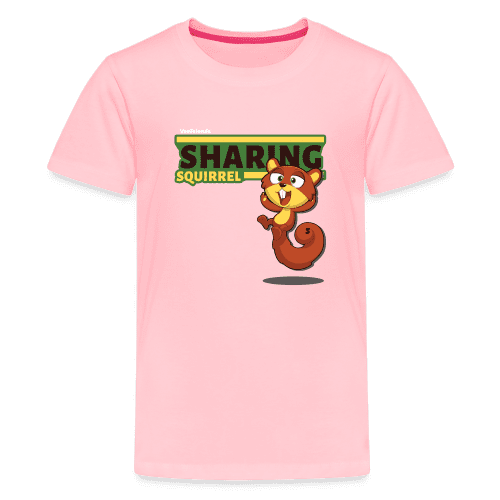 Sharing Squirrel Character Comfort Kids Tee - pink