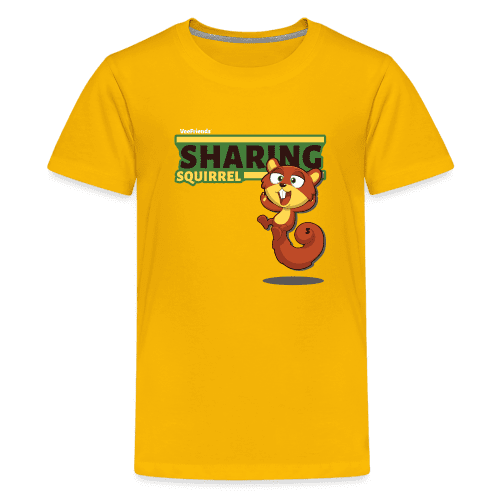 Sharing Squirrel Character Comfort Kids Tee - sun yellow