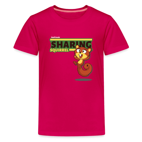 Sharing Squirrel Character Comfort Kids Tee - dark pink