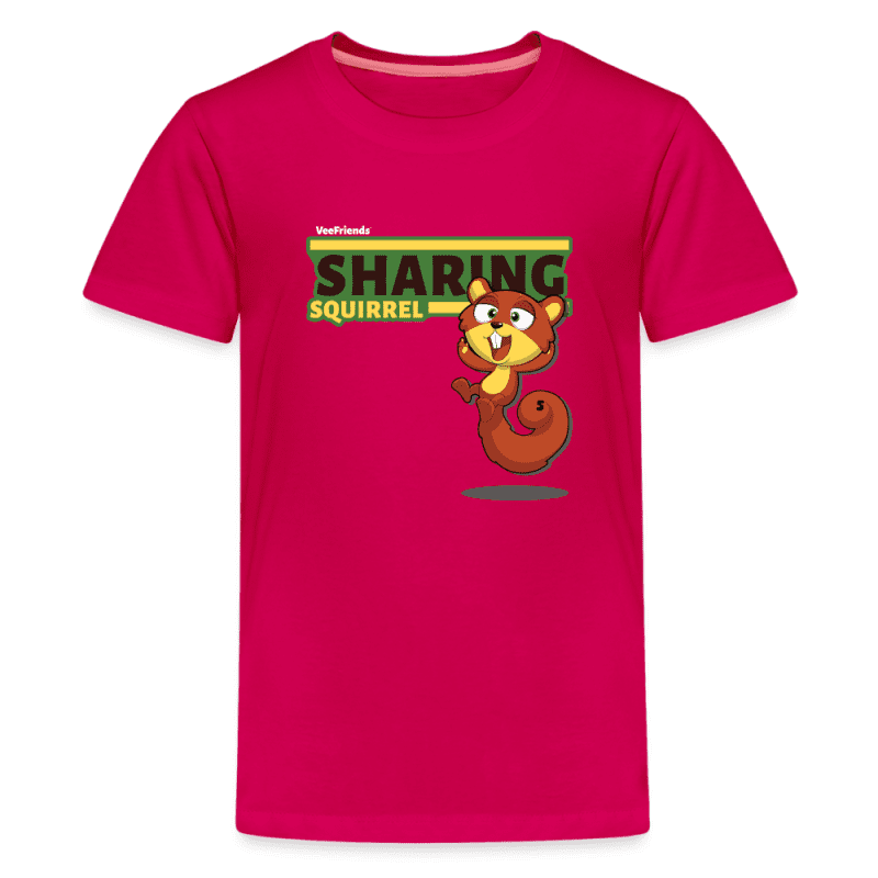 Sharing Squirrel Character Comfort Kids Tee - dark pink