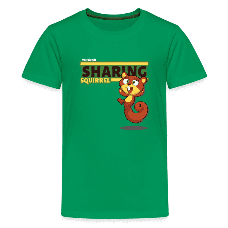 Sharing Squirrel Character Comfort Kids Tee - kelly green