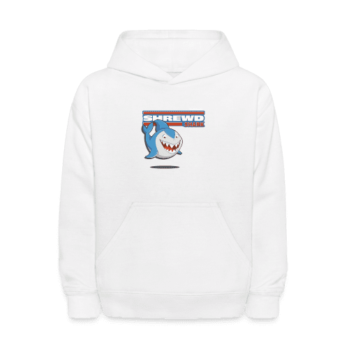 Shrewd Shark Character Comfort Kids Hoodie - white