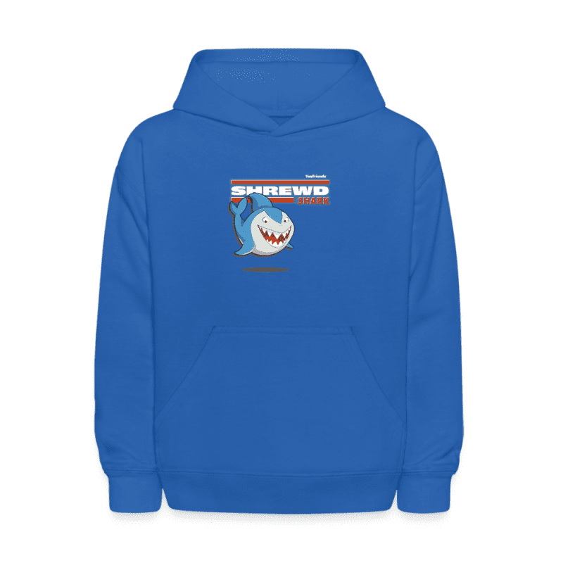 Shrewd Shark Character Comfort Kids Hoodie - royal blue