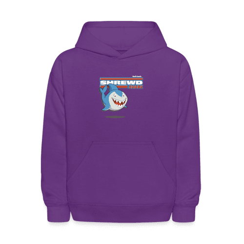 Shrewd Shark Character Comfort Kids Hoodie - purple