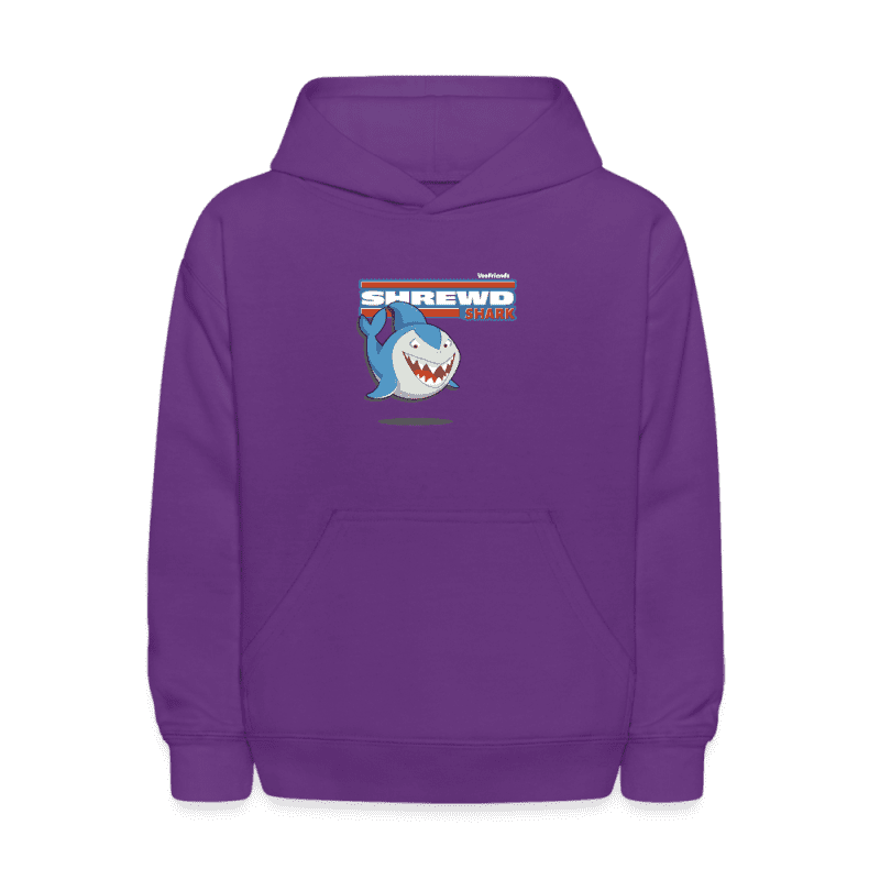 Shrewd Shark Character Comfort Kids Hoodie - purple