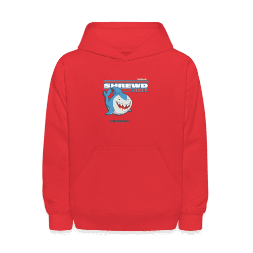 Shrewd Shark Character Comfort Kids Hoodie - red