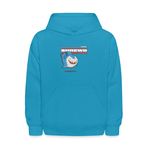 Shrewd Shark Character Comfort Kids Hoodie - turquoise