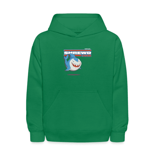 Shrewd Shark Character Comfort Kids Hoodie - kelly green