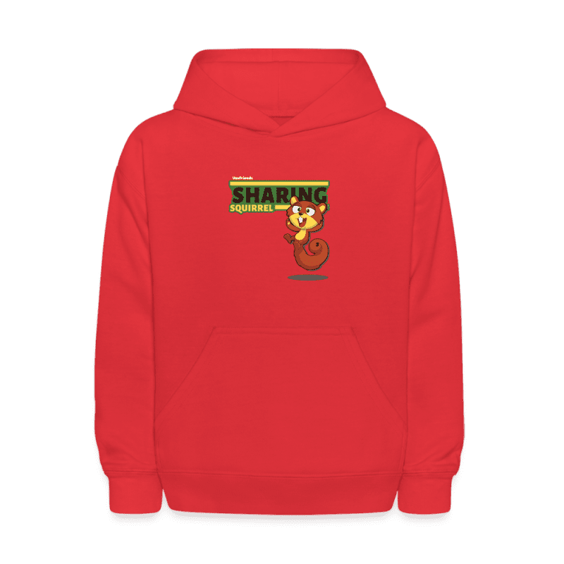 Sharing Squirrel Character Comfort Kids Hoodie - red