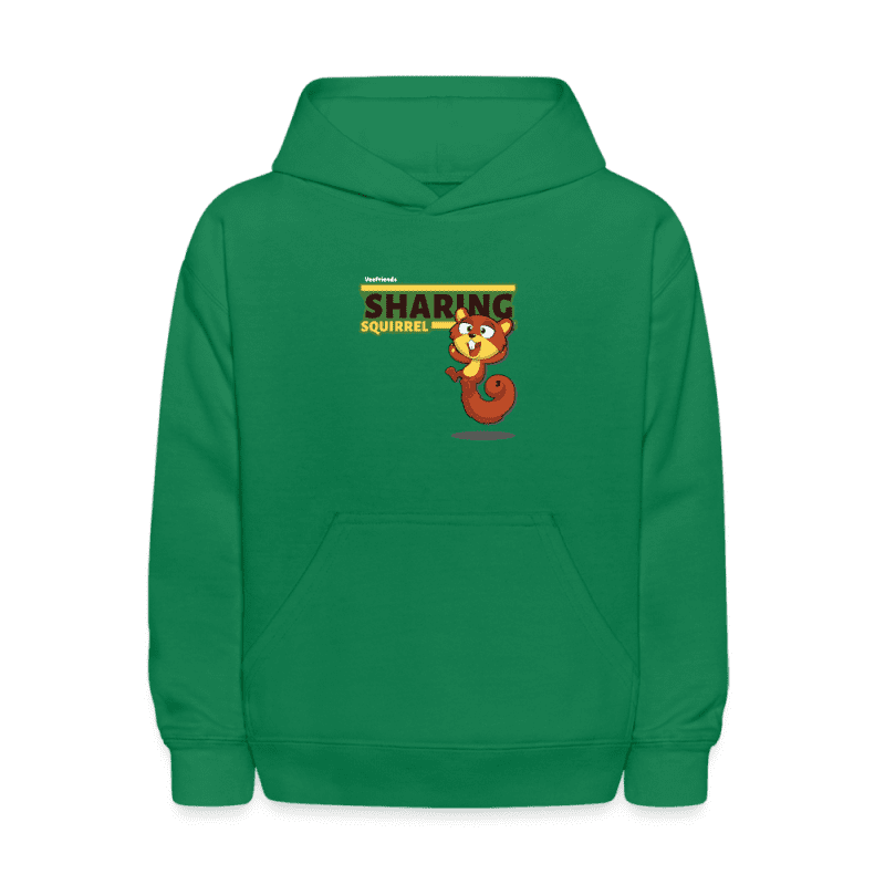 Sharing Squirrel Character Comfort Kids Hoodie - kelly green