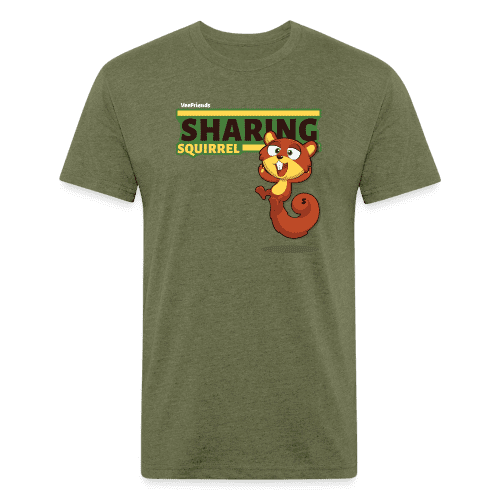 Sharing Squirrel Character Comfort Adult Tee - heather military green