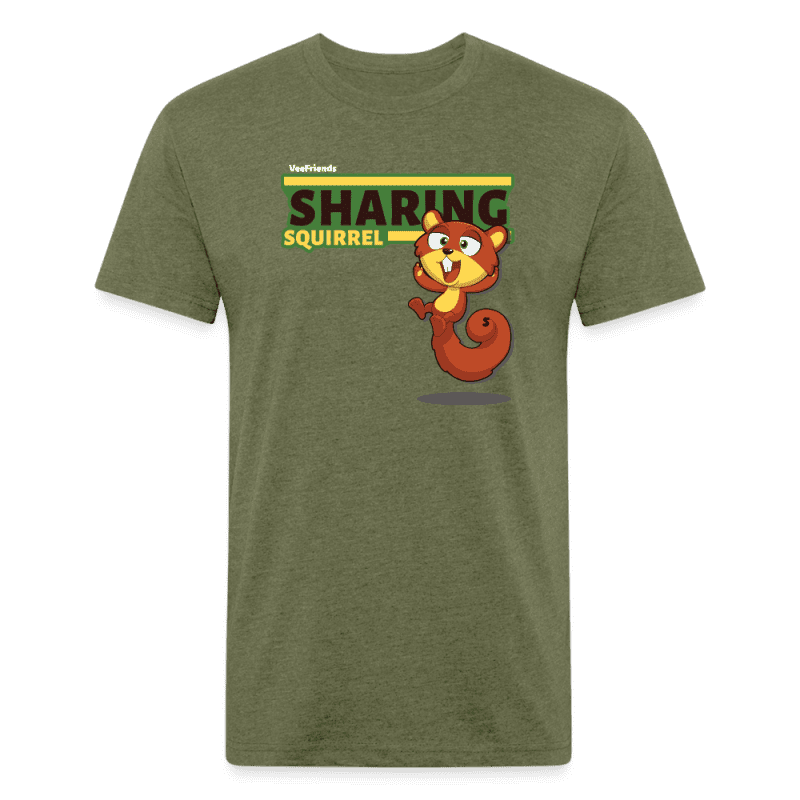 Sharing Squirrel Character Comfort Adult Tee - heather military green