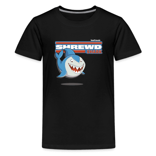 Shrewd Shark Character Comfort Kids Tee - black