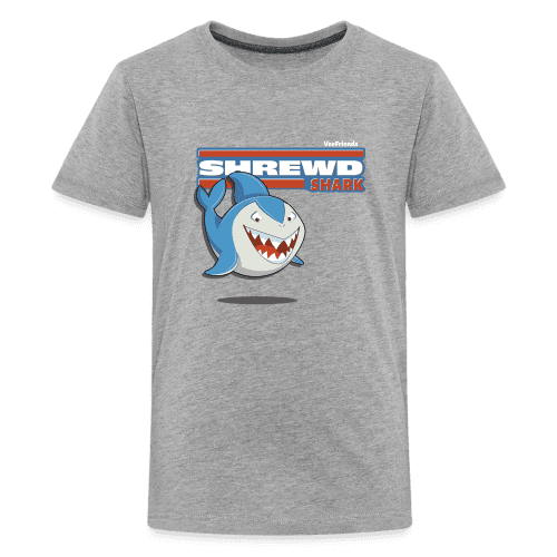 Shrewd Shark Character Comfort Kids Tee - heather gray