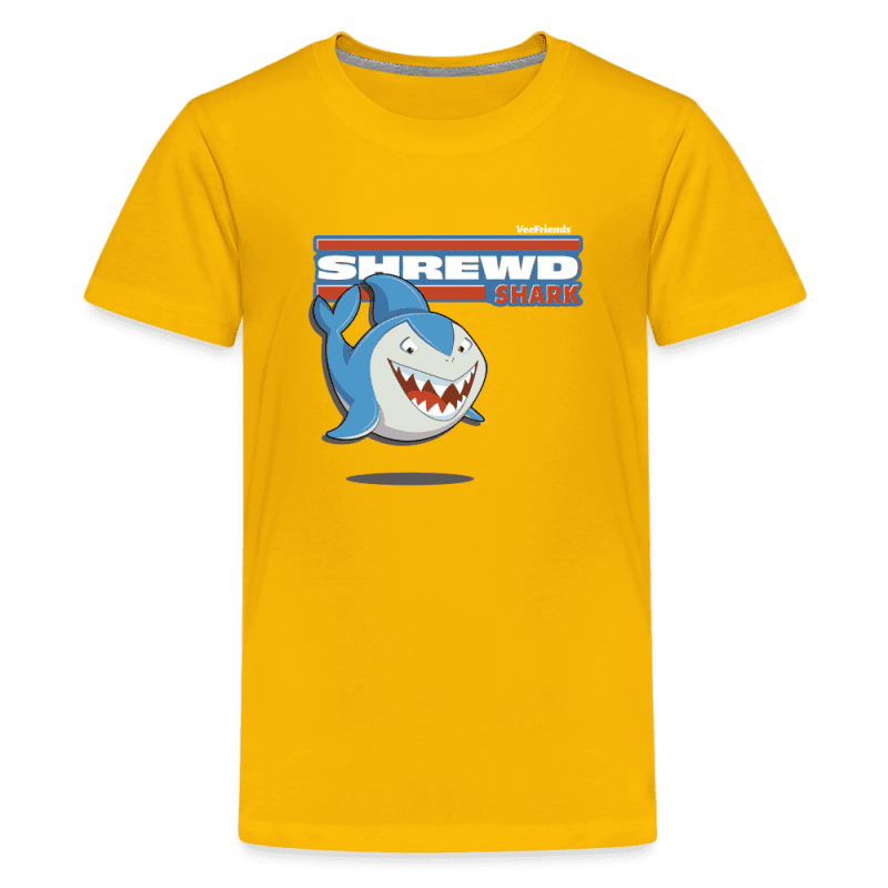 Shrewd Shark Character Comfort Kids Tee - sun yellow