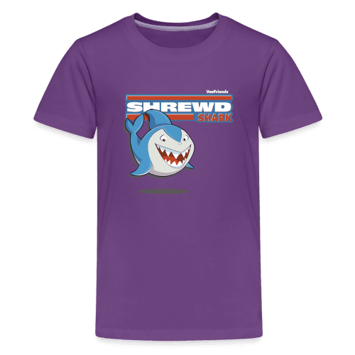 Shrewd Shark Character Comfort Kids Tee - purple