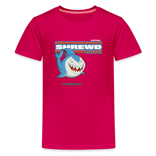 Shrewd Shark Character Comfort Kids Tee - dark pink