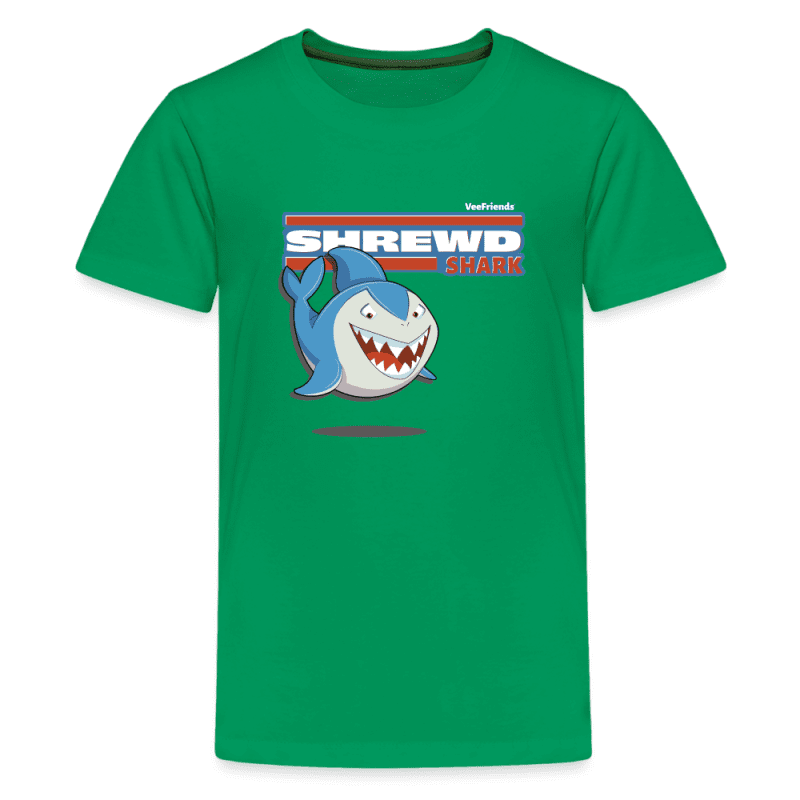 Shrewd Shark Character Comfort Kids Tee - kelly green