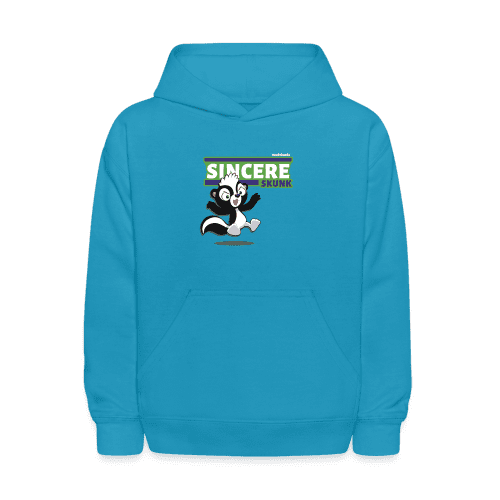 Sincere Skunk Character Comfort Kids Hoodie - turquoise