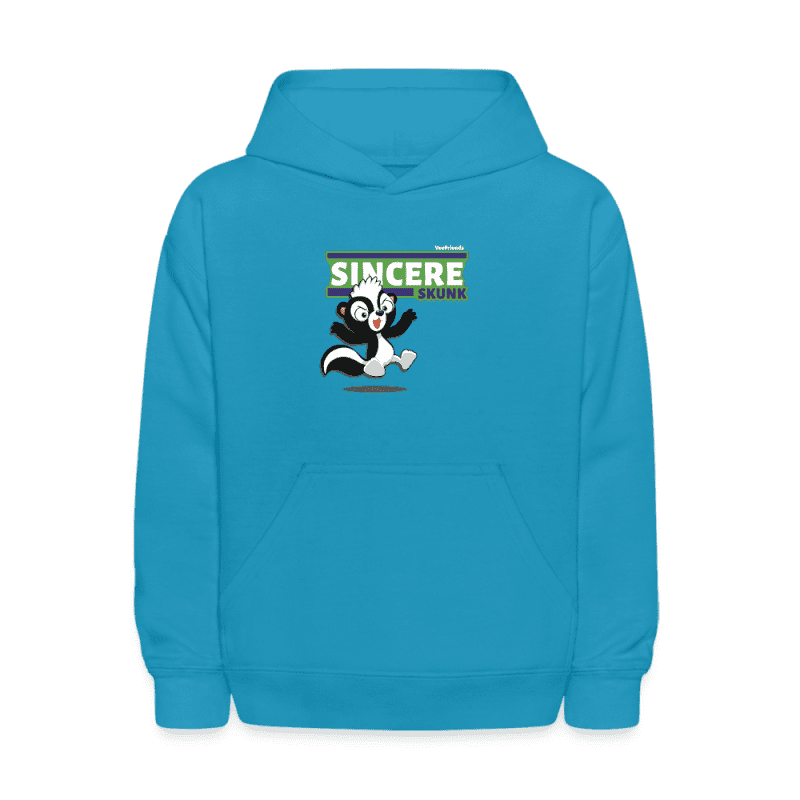 Sincere Skunk Character Comfort Kids Hoodie - turquoise