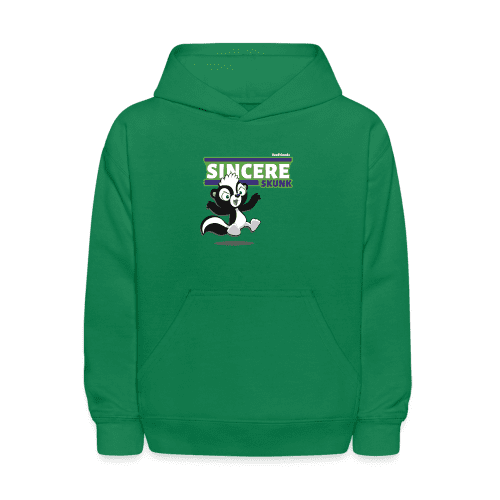 Sincere Skunk Character Comfort Kids Hoodie - kelly green