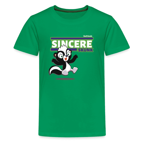 Sincere Skunk Character Comfort Kids Tee - kelly green