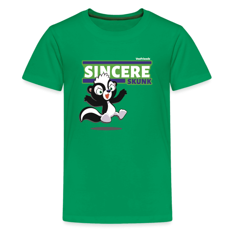 Sincere Skunk Character Comfort Kids Tee - kelly green