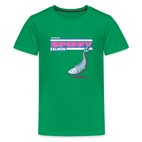 Spiffy Salmon Character Comfort Kids Tee - kelly green