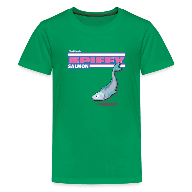 Spiffy Salmon Character Comfort Kids Tee - kelly green