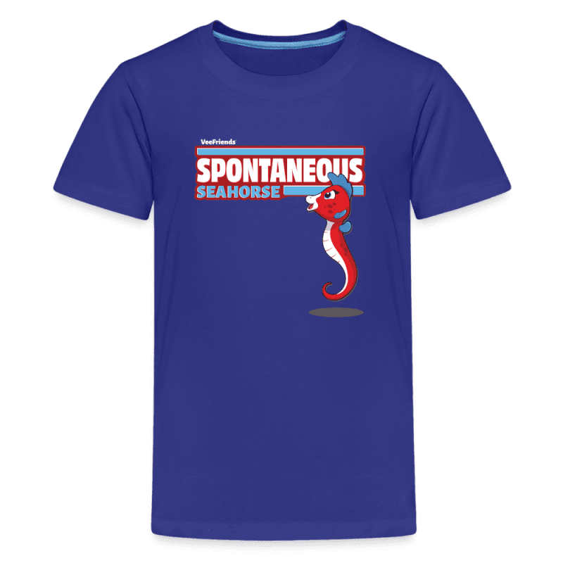 Spontaneous Seahorse Character Comfort Kids Tee - royal blue