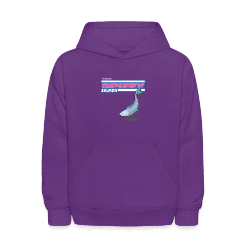 Spiffy Salmon Character Comfort Kids Hoodie - purple