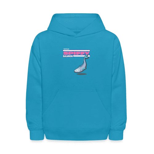 Spiffy Salmon Character Comfort Kids Hoodie - turquoise