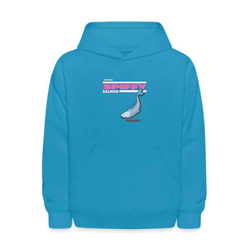 Spiffy Salmon Character Comfort Kids Hoodie - turquoise