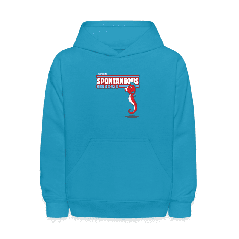 Spontaneous Seahorse Character Comfort Kids Hoodie - turquoise