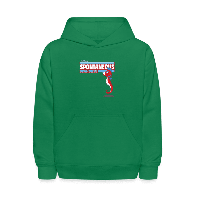 Spontaneous Seahorse Character Comfort Kids Hoodie - kelly green