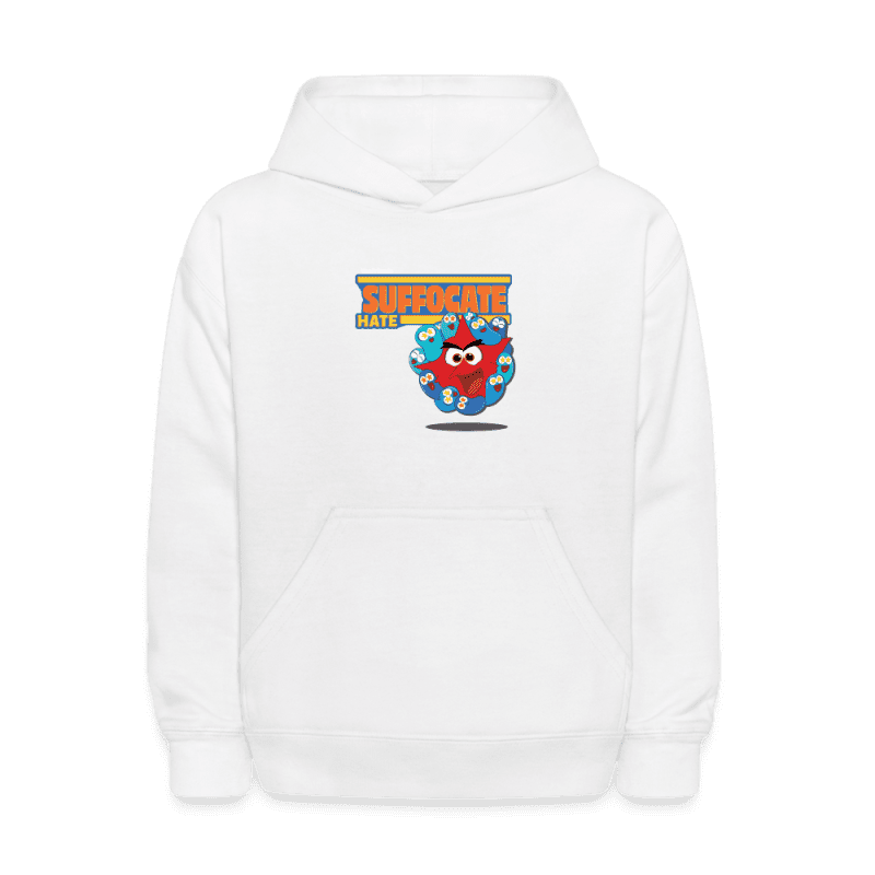 Suffocate Hate Character Comfort Kids Hoodie - white