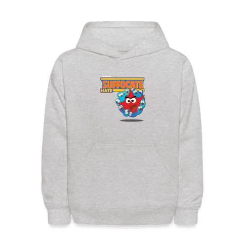 Suffocate Hate Character Comfort Kids Hoodie - heather gray