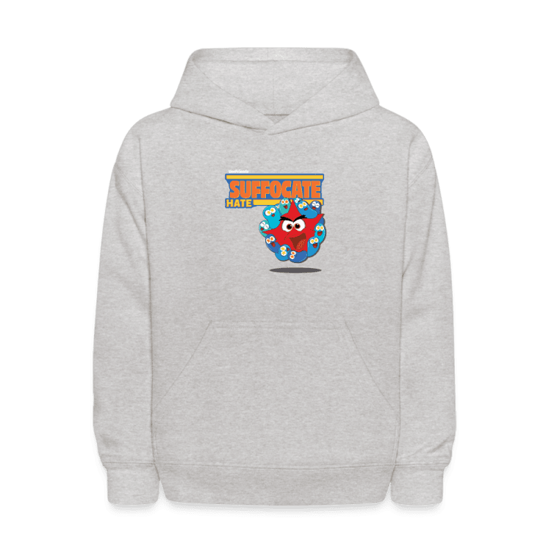 Suffocate Hate Character Comfort Kids Hoodie - heather gray