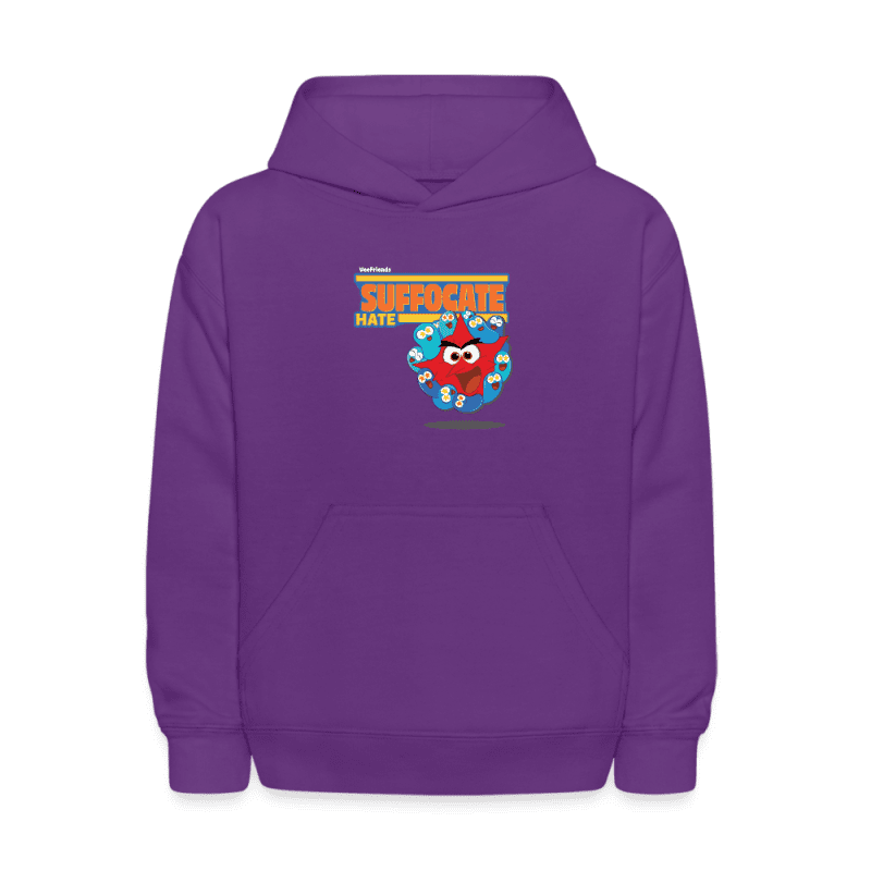 Suffocate Hate Character Comfort Kids Hoodie - purple