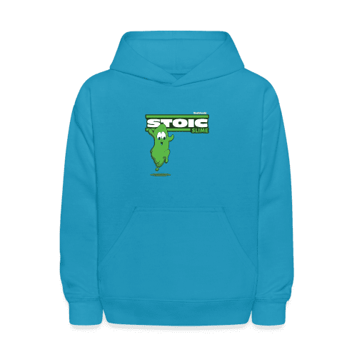 Stoic Slime Character Comfort Kids Hoodie - turquoise