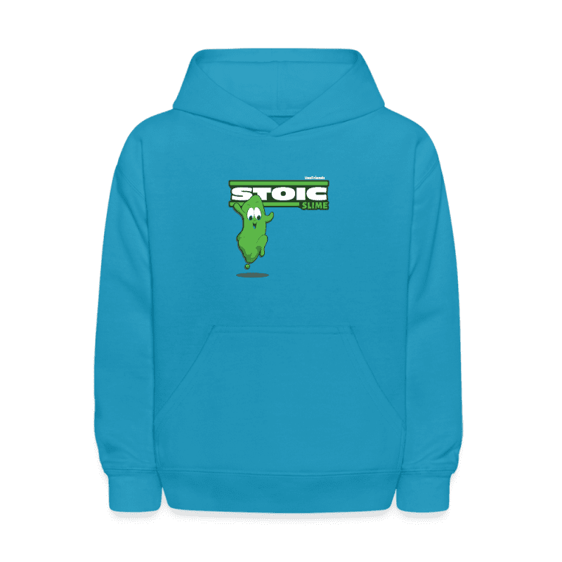 Stoic Slime Character Comfort Kids Hoodie - turquoise