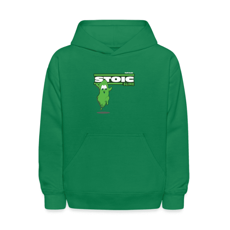 Stoic Slime Character Comfort Kids Hoodie - kelly green