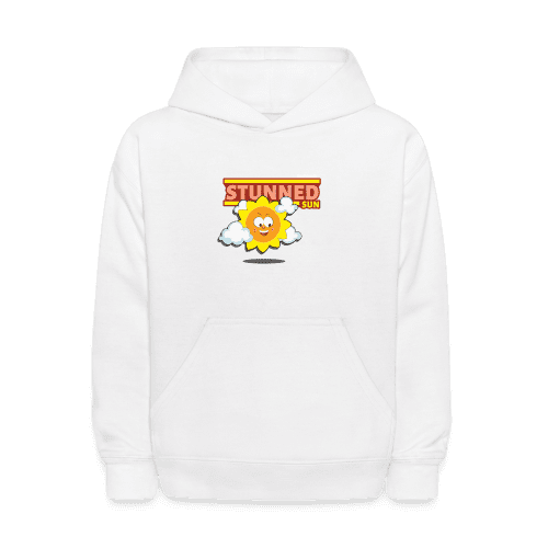 Stunned Sun Character Comfort Kids Hoodie - white