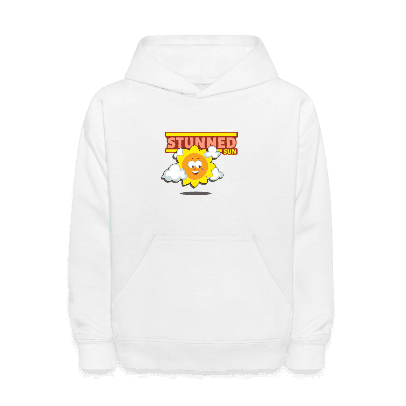 Stunned Sun Character Comfort Kids Hoodie - white