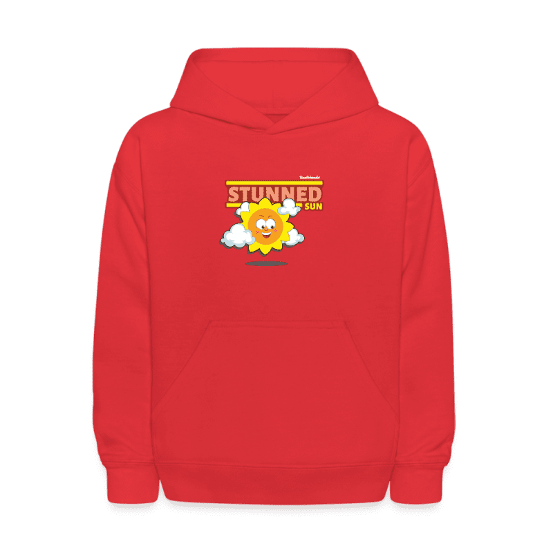 Stunned Sun Character Comfort Kids Hoodie - red