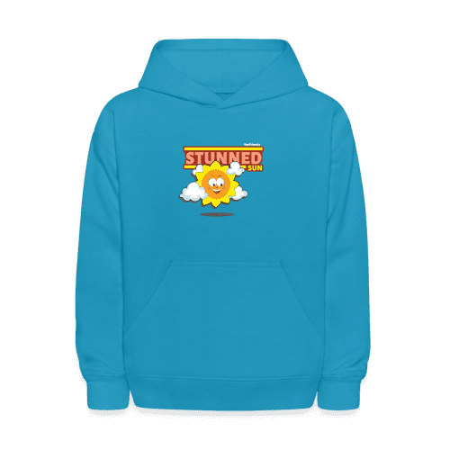 Stunned Sun Character Comfort Kids Hoodie - turquoise