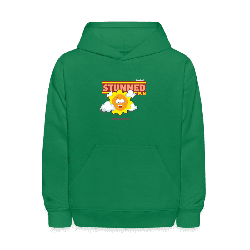 Stunned Sun Character Comfort Kids Hoodie - kelly green