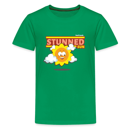 Stunned Sun Character Comfort Kids Tee - kelly green